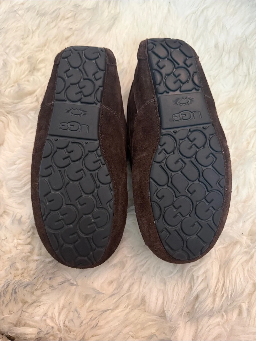 UGG Men's Brown Suede Shearling-Lined Slip-On Loafers